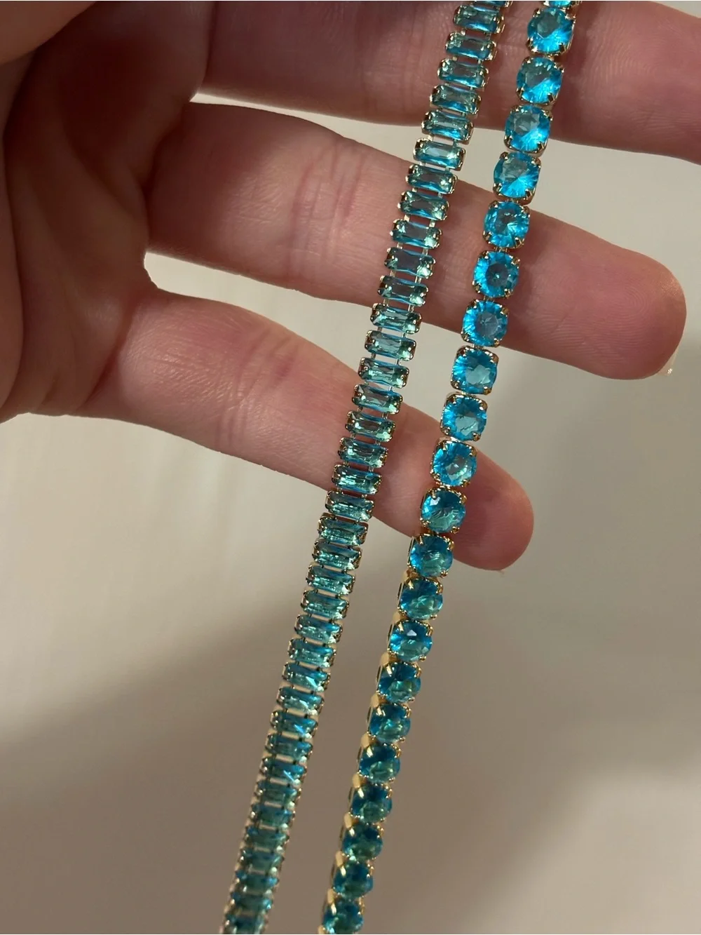 Gold-Tone Teal Crystal Tennis Bracelets- Women Jewelry